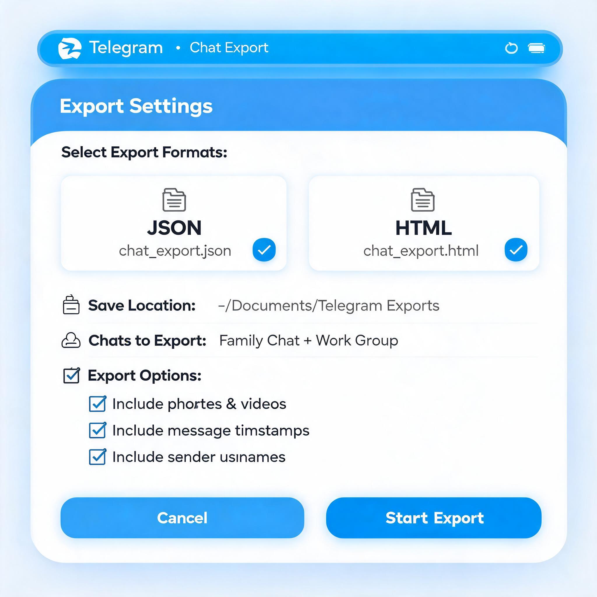Telegram Update: Export Chat History, Notification Exceptions, and Passport Improvements